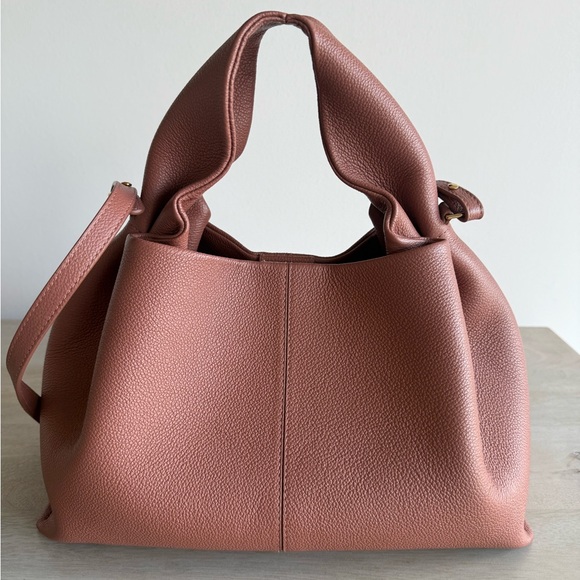 Polene neuf Dusty Rose Leather Shoulder Bag